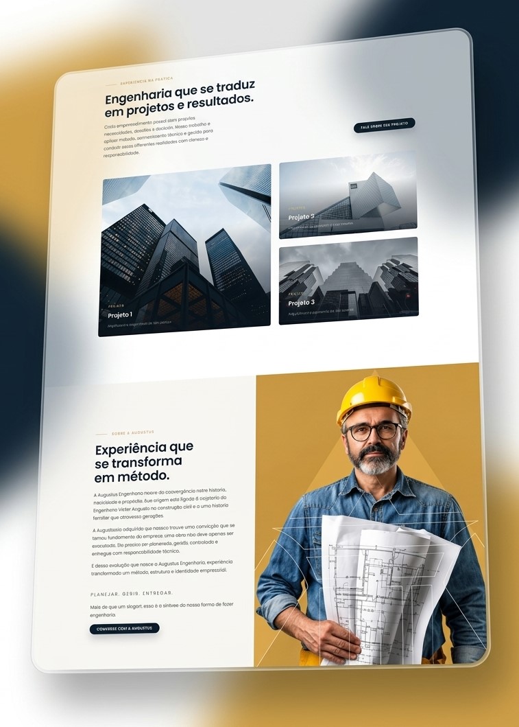 Site Augustus Engenharia desenvolvido pelo Estúdio Lata de Leite