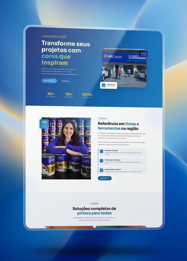 Site PP Colors desenvolvido pelo Estúdio Lata de Leite