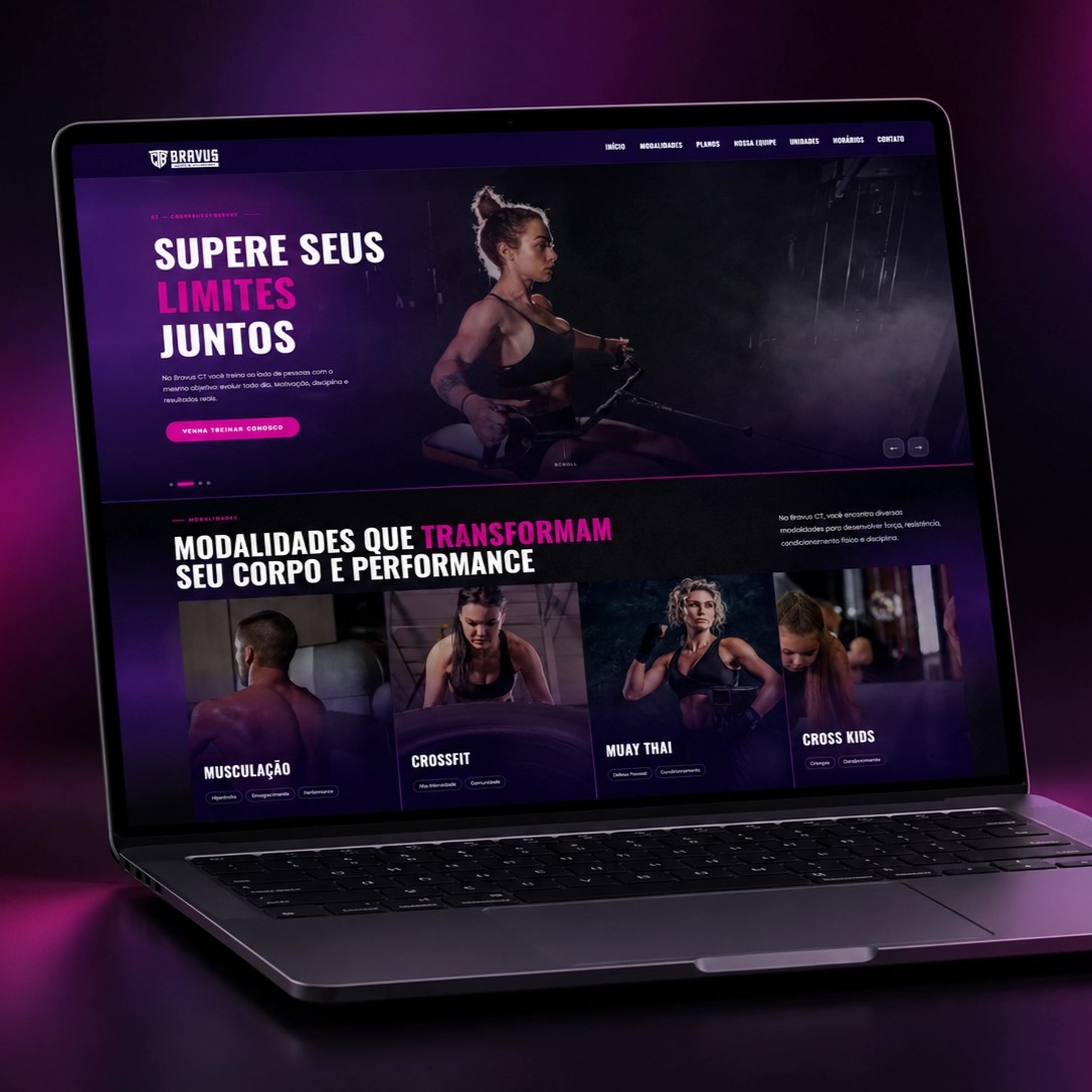Site institucional da Bravus exibido em um notebook